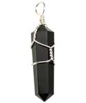 Wire wrapped black obsidian point